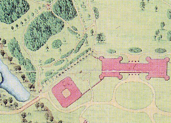 План посадки деревьев крупномеров при создании Царицынского пейзажного парка (аллеи, массивы, группы)